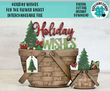 Load image into Gallery viewer, Holiday Wishes For The Flower Basket Interchangeable File SVG, TINY Holiday, Tree, Presents, Tiered Tray, Glowforge, LuckyHeartDesignsCo