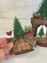 Load image into Gallery viewer, Holiday Wishes For The Flower Basket Interchangeable File SVG, TINY Holiday, Tree, Presents, Tiered Tray, Glowforge, LuckyHeartDesignsCo