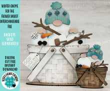 Load image into Gallery viewer, Winter Gnome For The Flower Basket Interchangeable File SVG, TINY, Snowman, Holiday, Christmas Tiered Tray, Glowforge, LuckyHeartDesignsCo
