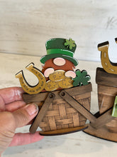 Load image into Gallery viewer, Leprechaun Gnome For The Flower Basket Interchangeable File SVG TINY St. Patrick's Day, Lucky Horseshoe Clover Glowforge LuckyHeartDesignsCo