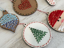 Load image into Gallery viewer, String Craft Christmas Ornament File SVG, Kids, Children, Candy Cane, Santa, Tree, Merry, Farmhouse, Holiday Glowforge, LuckyHeartDesignsCo