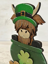 Load image into Gallery viewer, Highland Cow Pot Of Gold File SVG TINY, Lucky, Farm, Clover, Leprechaun, St, Patrick's Day, Glowforge LuckyHeartDesignsCo