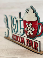 Load image into Gallery viewer, Hot Cocoa Shelf Sitter Standing Sign File SVG, Snowflake, Chocolate, Winter, Mantle decor, Centerpiece, glowforge, LuckyHeartDesignsCo