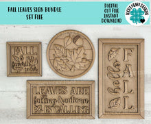 Load image into Gallery viewer, Fall Leaves Sign Sign Bundle Set File SVG, Glowforge, Farmhouse, Farm, Autumn, Leaf, Pumpkin Patch, LuckyheartDesignsCo