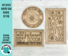Load image into Gallery viewer, Hot Cocoa Bar Sign Bundle Set File SVG, Glowforge Winter Snowflake, Chocolate, LuckyheartDesignsCo