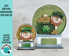 Load image into Gallery viewer, Lucky Leprechaun Snow Globe Interchangeable File SVG, TINY, Pot O Gold, Clover St. Patrick's Day Glowforge, Tiered Tray LuckyHeartDesignsCo