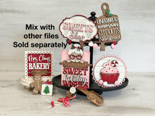 Load image into Gallery viewer, Mrs. Claus Sweet Shop Quick and Easy Tiered Tray File SVG, Glowforge Christmas, Candy cane, Gingerbread, LuckyHeartDesignsCo
