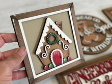 Load image into Gallery viewer, Gingerbread Sign Bundle Set File SVG, Glowforge, House, Man, Bakery, Holiday, Rudolph, North Pole, Santa, LuckyHeartDesignsCo