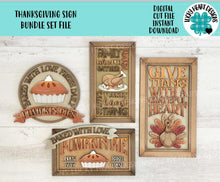 Load image into Gallery viewer, Thanksgiving Sign Sign Bundle Set File SVG, Glowforge, Farmhouse, Fall, Turkey, Farm, Pumpkin Pie, Patch, Gourd, LuckyheartDesignsCo