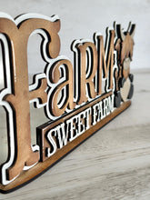 Load image into Gallery viewer, Farm Sweet Farm Shelf Sitter Standing Sign File SVG, Glowforge, Shelf Sitter, Highland Cow LuckyHeartDesignsCo