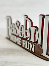 Load image into Gallery viewer, Baseball Shelf Sitter Standing Sign File SVG, Glowforge, Sports, Home run, Softball, Sports, LuckyHeartDesignsCo