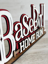 Load image into Gallery viewer, Baseball Shelf Sitter Standing Sign File SVG, Glowforge, Sports, Home run, Softball, Sports, LuckyHeartDesignsCo