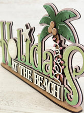 Load image into Gallery viewer, Holidays Beach Shelf Sitter Christmas Standing Sign File SVG, Christmas, Santa Tree Mantle decor Centerpiece, glowforge, LuckyHeartDesignsCo