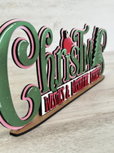 Load image into Gallery viewer, Christmas Wishes Shelf Sitter Christmas Standing Sign File SVG, Santa Tree Ornament Mantle decor Centerpiece, glowforge, LuckyHeartDesignsCo