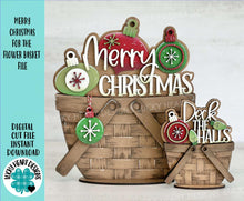Load image into Gallery viewer, Merry Christmas For The Flower Basket Interchangeable File SVG, TINY Holiday, Ornaments, Tiered Tray, Glowforge, LuckyHeartDesignsCo