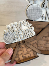 Load image into Gallery viewer, New Years Ball For The Flower Basket Interchangeable File SVG, (original and TINY) Winter Holiday Tiered Tray, Glowforge LuckyHeartDesignsCo