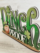 Load image into Gallery viewer, Pinch Proof Shelf Sitter Standing Sign File SVG, St. Patrick's Day Leprechaun Clover, Shamrock Mantle decor, glowforge, LuckyHeartDesignsCo