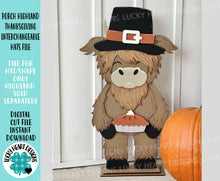 Load image into Gallery viewer, Porch Highland Thanksgiving Interchangeable Hats File SVG, (hat only) Seasonal, Cow, Holiday, Farm, Fall, Glowforge, LuckyHeartDesignsCo