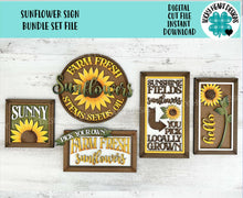 Load image into Gallery viewer, Sunflower Sign Bundle Set File SVG, Glowforge, Spring, Flower, Floral, Fall, Door Hanger, LuckyHeartDesignsCo