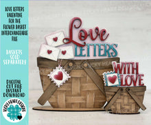Load image into Gallery viewer, Love Letters For The Flower Basket Interchangeable File SVG, TINY, Floral, Stamp, Valentine, Tiered Tray, Glowforge, LuckyHeartDesignsCo