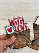 Load image into Gallery viewer, Love Letters For The Flower Basket Interchangeable File SVG, TINY, Floral, Stamp, Valentine, Tiered Tray, Glowforge, LuckyHeartDesignsCo