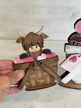 Load image into Gallery viewer, Highland Cow Valentine Chocolate For The Flower Basket Interchangeable File SVG, TINY Sweets Candy Tiered Tray Glowforge LuckyHeartDesignsCo