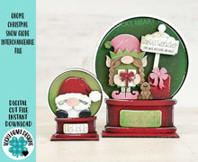 Load image into Gallery viewer, Gnome Christmas Snow Globe Interchangeable File SVG, TINY, Elf, Presents, Glowforge, Santa, Tiered Tray LuckyHeartDesignsCo