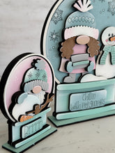 Load image into Gallery viewer, Gnome Winter Snow Globe Interchangeable File SVG, TINY, Glowforge, Snowman, Snowflake, Tiered Tray LuckyHeartDesignsCo