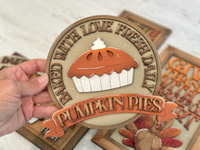 Load image into Gallery viewer, Thanksgiving Sign Sign Bundle Set File SVG, Glowforge, Farmhouse, Fall, Turkey, Farm, Pumpkin Pie, Patch, Gourd, LuckyheartDesignsCo