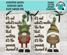Load image into Gallery viewer, Christmas Gnome Reindeer Santa Door Hanger File SVG, Glowforge, Holiday, Presents, LuckyHeartDesignsCo