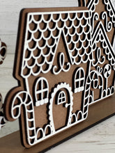 Load image into Gallery viewer, Gingerbread Simple Standing House Christmas File SVG, Glowforge, Santa Village, LuckyHeartDesignsCO