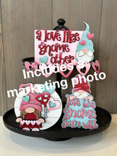 Load image into Gallery viewer, Gnome Love Quick and Easy Tiered Tray File SVG, Valentine, Heart, Tier Tray Glowforge, LuckyHeartDesignsCo
