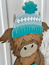 Load image into Gallery viewer, Porch Highland Winter Interchangeable Hats File SVG, (hat only) Seasonal, Cow, Holiday Farm Snowman, Mittens, Glowforge, LuckyHeartDesignsCo