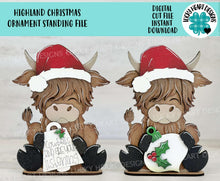 Load image into Gallery viewer, Highland Christmas Ornament Standing File SVG, Cow Bell, Holiday, Tree, Ornament, Farm, Tiered Tray Glowforge, LuckyHeartDesignsCo