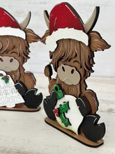 Load image into Gallery viewer, Highland Christmas Ornament Standing File SVG, Cow Bell, Holiday, Tree, Ornament, Farm, Tiered Tray Glowforge, LuckyHeartDesignsCo