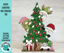 Load image into Gallery viewer, Gnome Christmas Tree Standing File SVG, Gnome, Santa, Rudolph, Elf, Present, Reindeer, Glowforge, LuckyHeartDesignsCo
