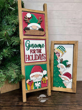 Load image into Gallery viewer, Gnome For The Holidays Interchangeable Leaning Sign File SVG, Glowforge Santa, Elf, Elves, Reindeer, Tiered Tray Signs, LuckyHeartDesignsCo