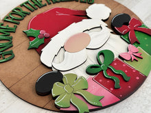 Load image into Gallery viewer, Gnome Christmas Door Hanger File SVG, Glowforge, Holiday, Santa, Presents, LuckyHeartDesignsCo