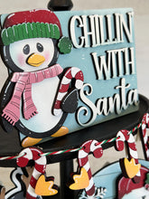 Load image into Gallery viewer, Penguin Christmas Quick and Easy Tiered Tray File SVG, Glowforge Candy Cane, Santa, Tier Tray, LuckyHeartDesignsCo