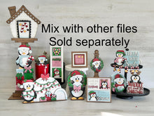 Load image into Gallery viewer, Penguin Wreath Christmas Standing File SVG, Glowforge Candy Cane, Santa, Winter, Tiered Tray, LuckyHeartDesignsCo