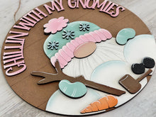 Load image into Gallery viewer, Gnome Winter Door Hanger Sign SVG File, Snowman, Snowflake Sign, Glowforge, LuckyHeartDesignsCo