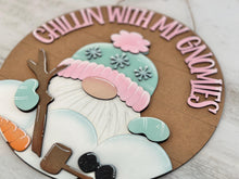 Load image into Gallery viewer, Gnome Winter Door Hanger Sign SVG File, Snowman, Snowflake Sign, Glowforge, LuckyHeartDesignsCo