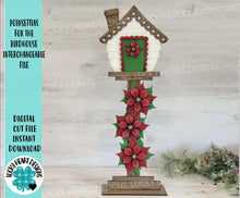 Load image into Gallery viewer, Poinsettia for the Birdhouse Interchangeable File SVG, Chrisstmas Tree Seasonal, Holiday Shapes, Glowforge, Laser, LuckyHeartDesignsCo