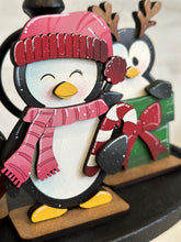 Load image into Gallery viewer, Penguin Christmas Quick Standing Tiered Tray File SVG, Glowforge Candy Cane, Reindeer, Rudolph, Santa, Tier Tray, LuckyHeartDesignsCo