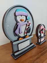 Load image into Gallery viewer, Penguin Christmas Snow Globe Interchangeable File SVG, TINY, Presents, Candy Cane, Glowforge, Santa, Tiered Tray LuckyHeartDesignsCo