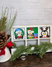 Load image into Gallery viewer, Penguin Christmas Interchangeable Leaning Sign File SVG, glowforge Santa, Reindeer, Elf, Tiered Tray, LuckyHeartDesignsCo
