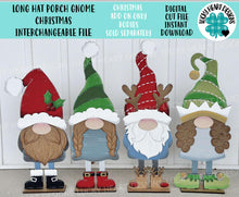 Load image into Gallery viewer, Long Hat Porch Gnome Christmas Interchangeable File SVG, ADD ON, Holiday, Seasonal, Halloween, Fall, Glowforge, LuckyHeartDesignsCo