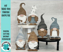 Load image into Gallery viewer, Hat Tiered Tray Standing Gnome Sign File SVG, Home, Family, Farmhouse, Glowforge, LuckyHeartDesignsCo