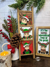 Load image into Gallery viewer, Moose Christmas Interchangeable Leaning Sign File SVG, glowforge Santa, Reindeer, Elf, Tiered Tray, LuckyHeartDesignsCo