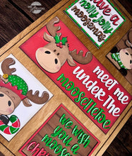 Load image into Gallery viewer, Moose Christmas Interchangeable Leaning Sign File SVG, glowforge Santa, Reindeer, Elf, Tiered Tray, LuckyHeartDesignsCo
